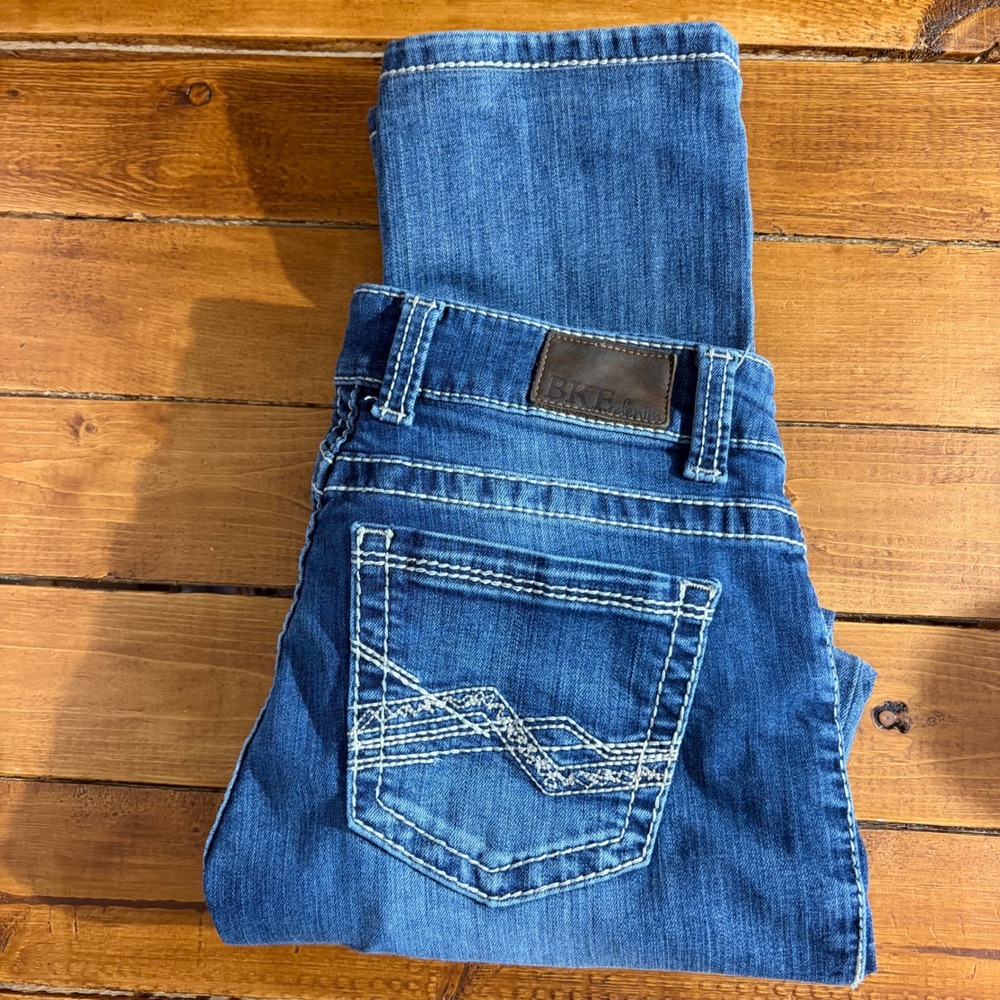 BKE Denim Dakota Jeans Women's 27R (Fits 29x28)‎ Blue Wash Straight Leg Stretch
